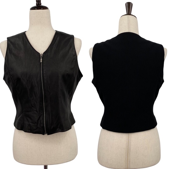 Petite Sophisticate 100% Genuine Leather Full Zip Vest, Size Small - Picture 1 of 8